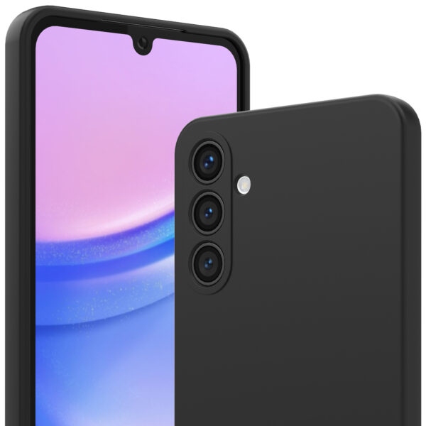 Samsung Galaxy A15 siliconen telefoonhoesje met zachte binnenkant zwart (2)