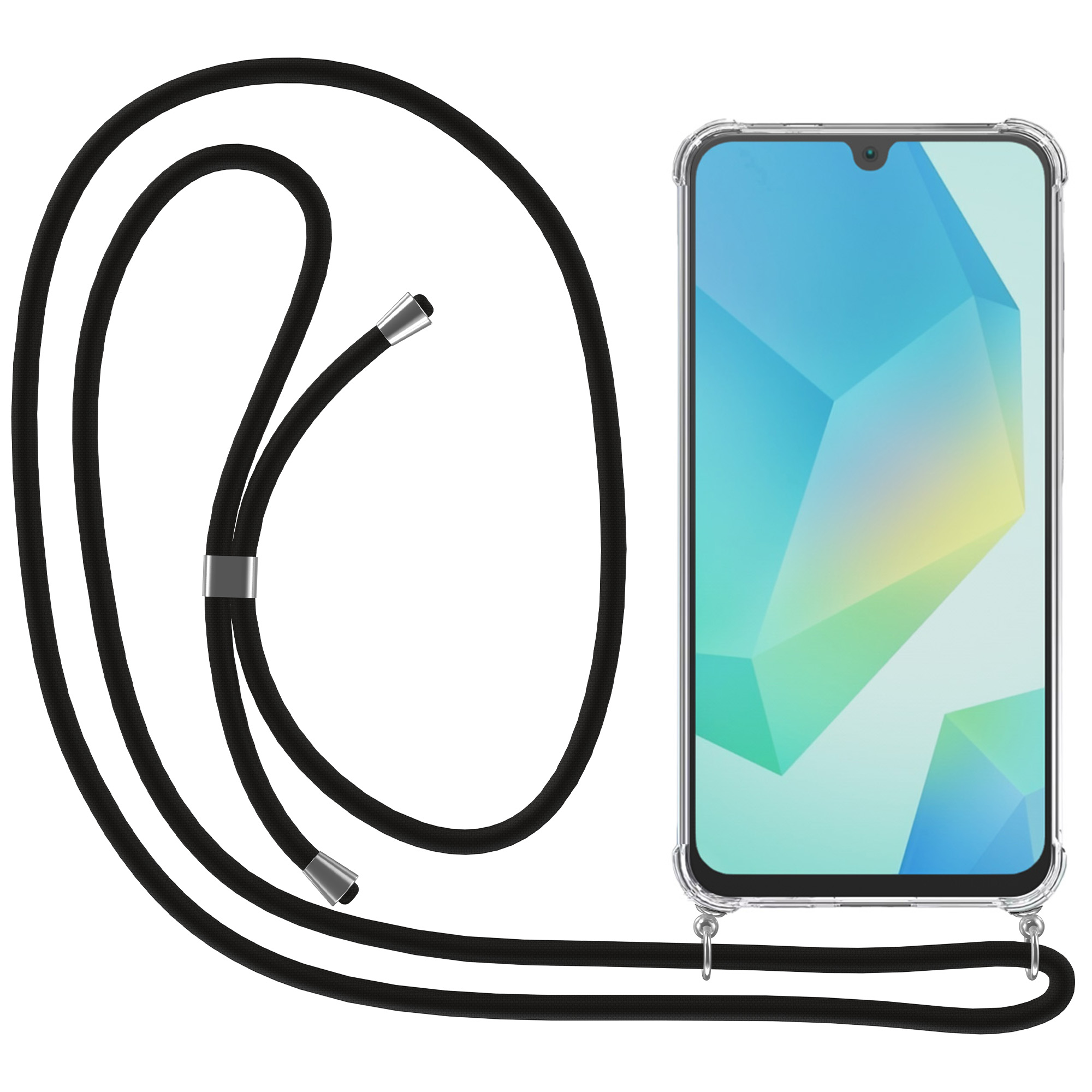 Samsung Galaxy A16 transparant hoesje met koord en stootrand