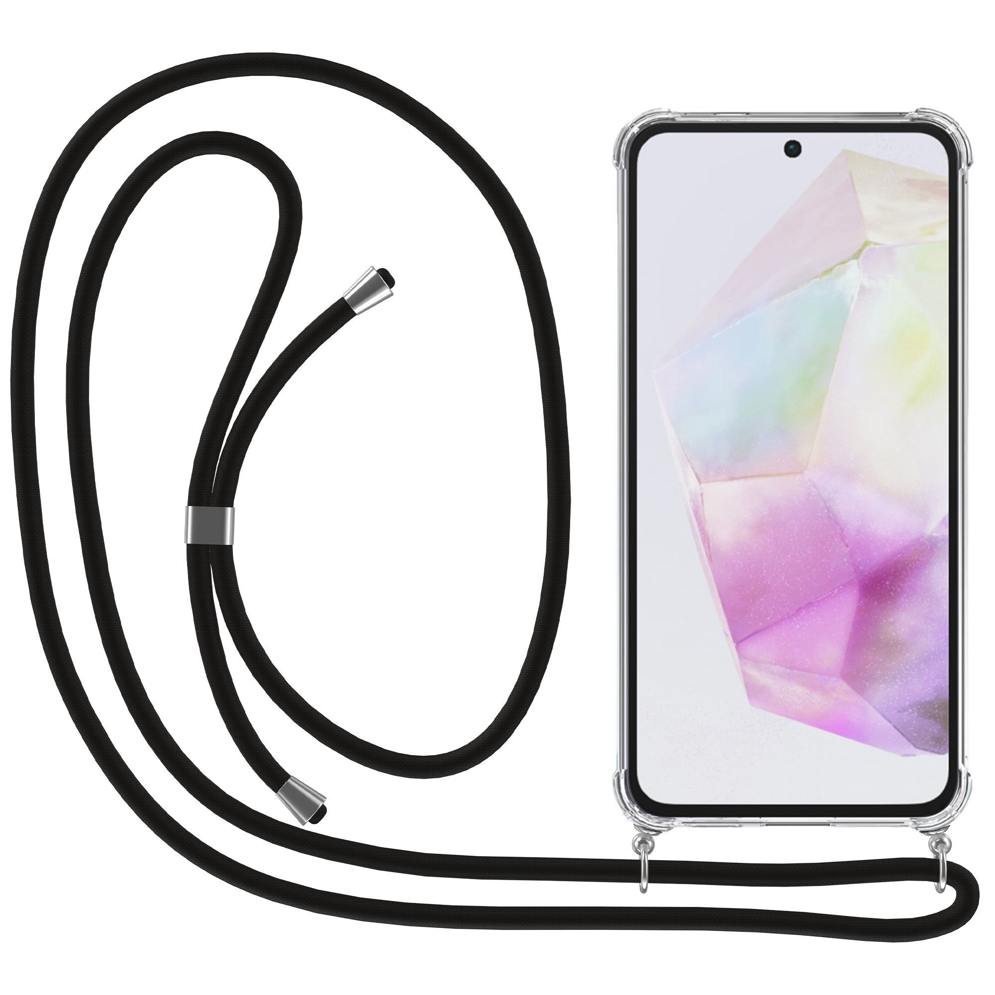Samsung Galaxy A35 transparant hoesje met koord en stootrand