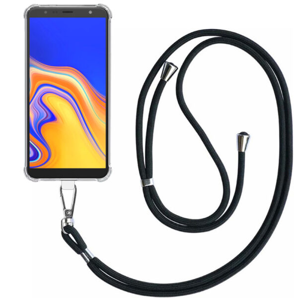 Samsung Galaxy J4 Plus transparant hoesje met afneembaar koord en stootrand 1