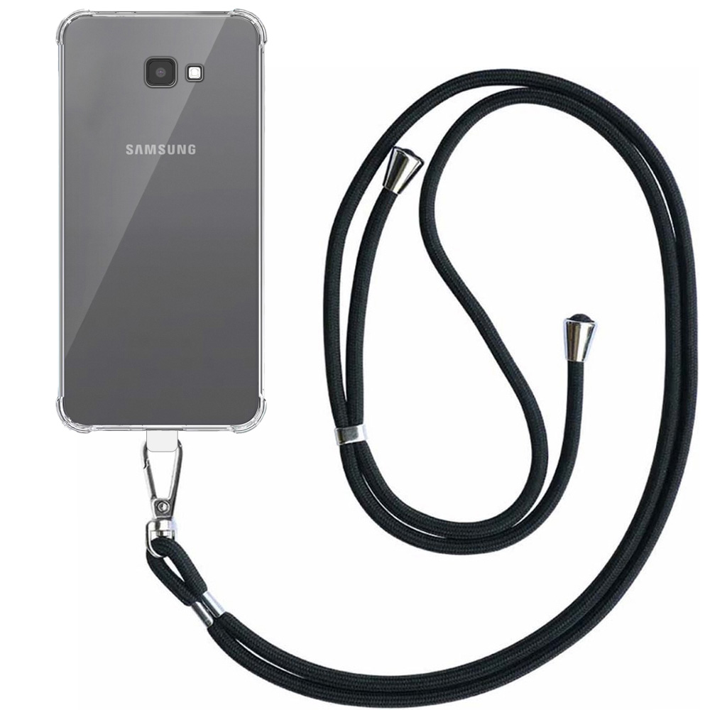Samsung Galaxy J4 Plus transparant hoesje met afneembaar koord en stootrand
