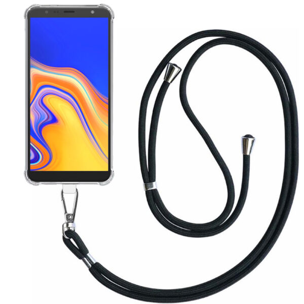 Samsung Galaxy J6 Plus transparant hoesje met afneembaar koord en stootrand 1