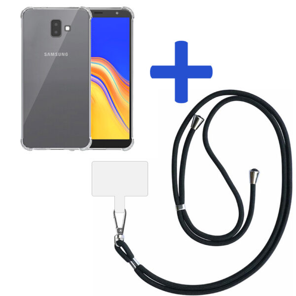 Samsung Galaxy J6 Plus transparant hoesje met afneembaar koord en stootrand 2