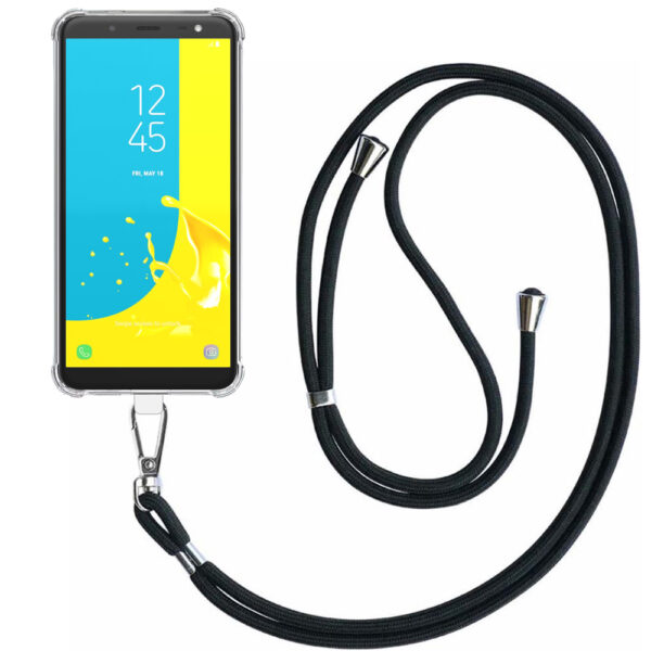 Samsung Galaxy J6 transparant hoesje met afneembaar koord en stootrand 1