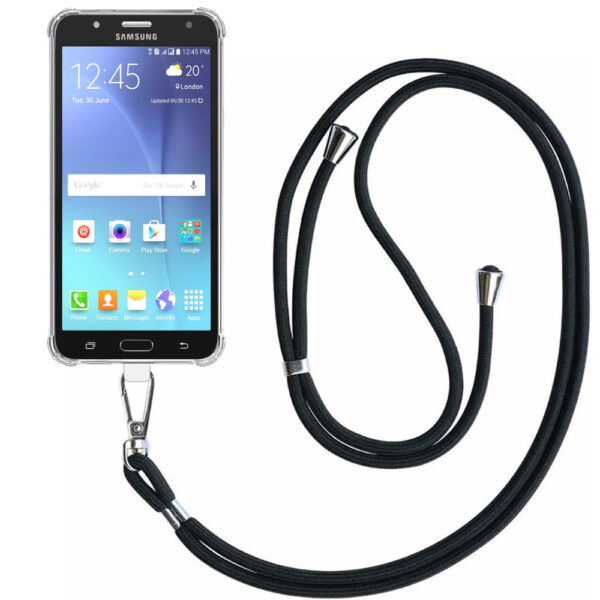 Samsung Galaxy J7 2015 transparant hoesje met afneembaar koord en stootrand 1