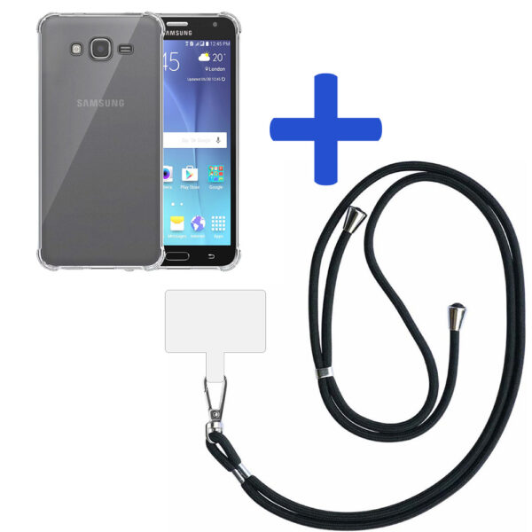 Samsung Galaxy J7 2015 transparant hoesje met afneembaar koord en stootrand 2