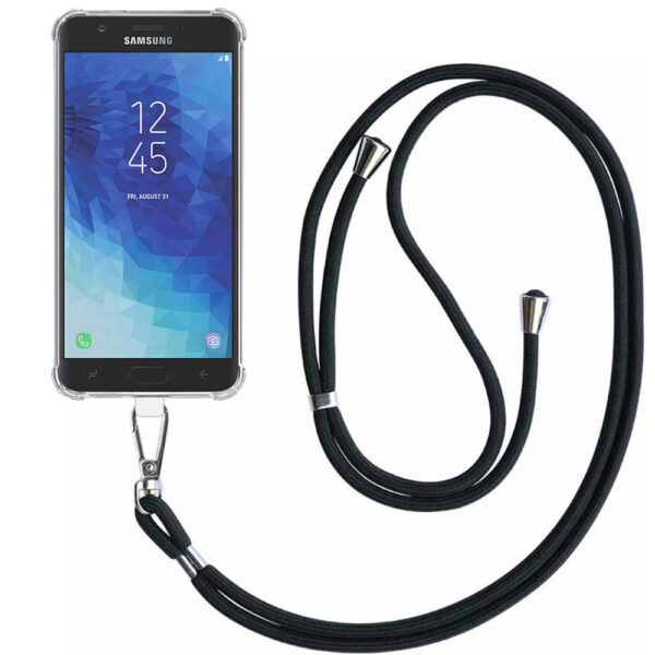 Samsung Galaxy J7 2018 transparant hoesje met afneembaar koord en stootrand 1