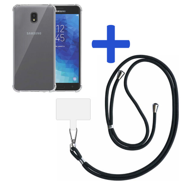 Samsung Galaxy J7 2018 transparant hoesje met afneembaar koord en stootrand 2