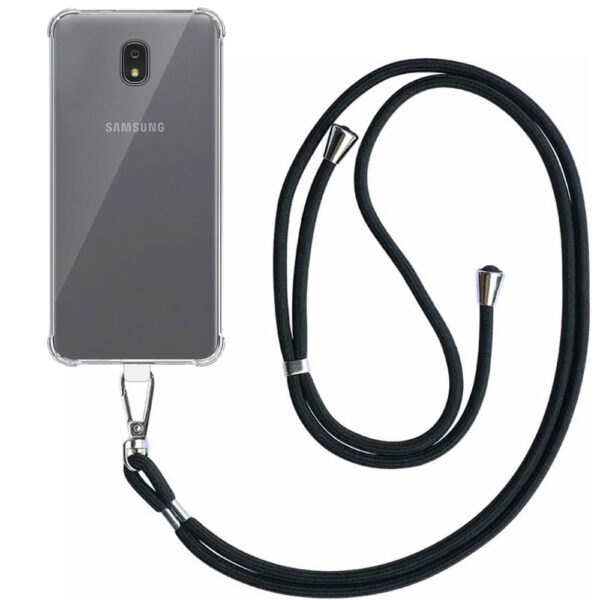 Samsung Galaxy J7 2018 transparant hoesje met afneembaar koord en stootrand