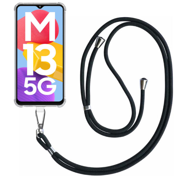 Samsung Galaxy M13 5G transparant hoesje met afneembaar koord en stootrand 1