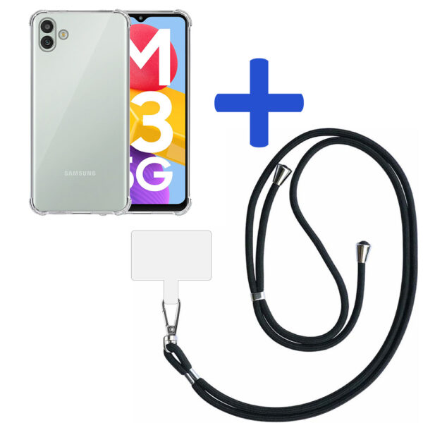 Samsung Galaxy M13 5G transparant hoesje met afneembaar koord en stootrand 2