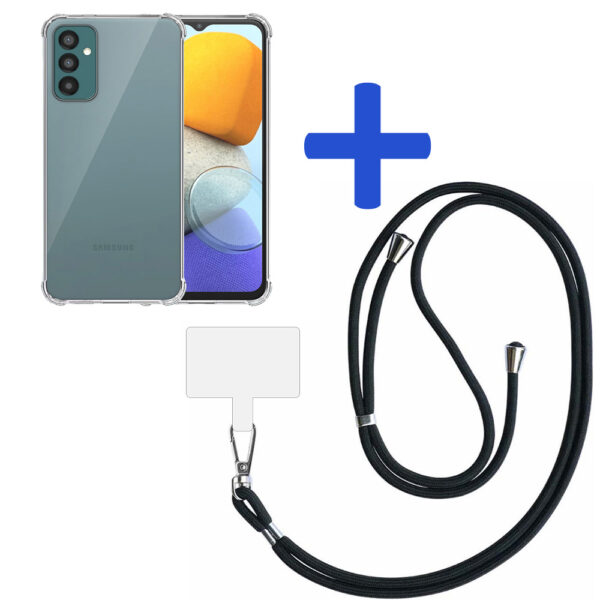Samsung Galaxy M23 transparant hoesje met afneembaar koord en stootrand 2