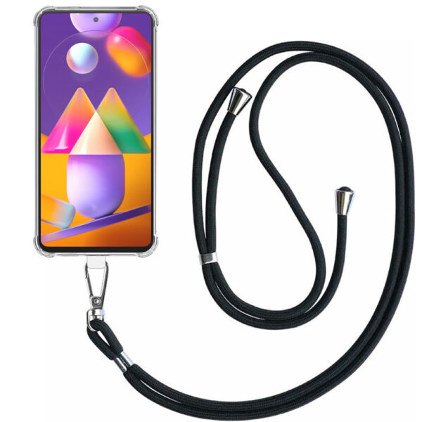 Samsung Galaxy M31s transparant hoesje met afneembaar koord en stootrand 1