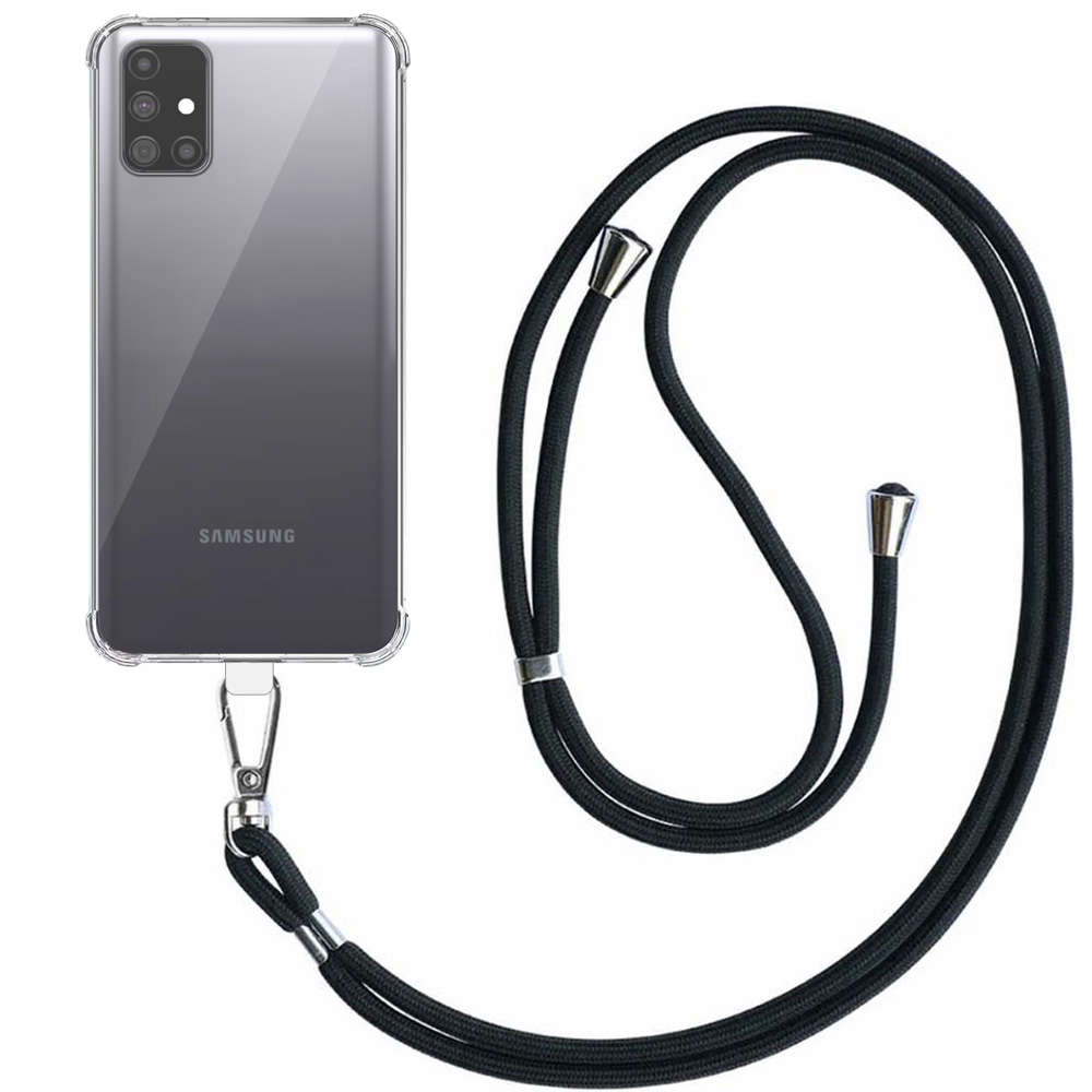 Samsung Galaxy M31s transparant hoesje met afneembaar koord en stootrand