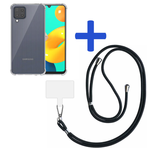 Samsung Galaxy M32 4G transparant hoesje met afneembaar koord en stootrand 2