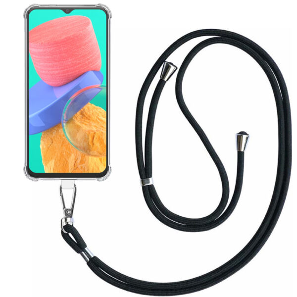 Samsung Galaxy M33 transparant hoesje met afneembaar koord en stootrand 1