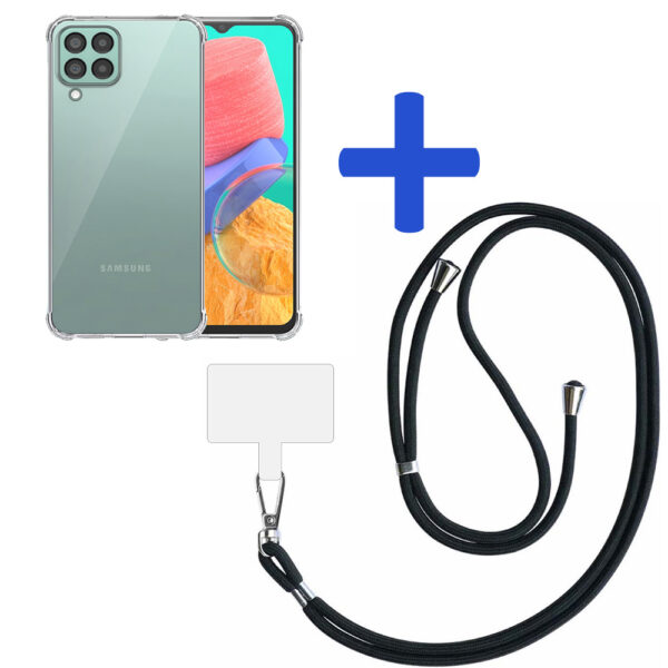 Samsung Galaxy M33 transparant hoesje met afneembaar koord en stootrand 2