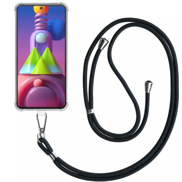 Samsung Galaxy M51 transparant hoesje met afneembaar koord en stootrand 1