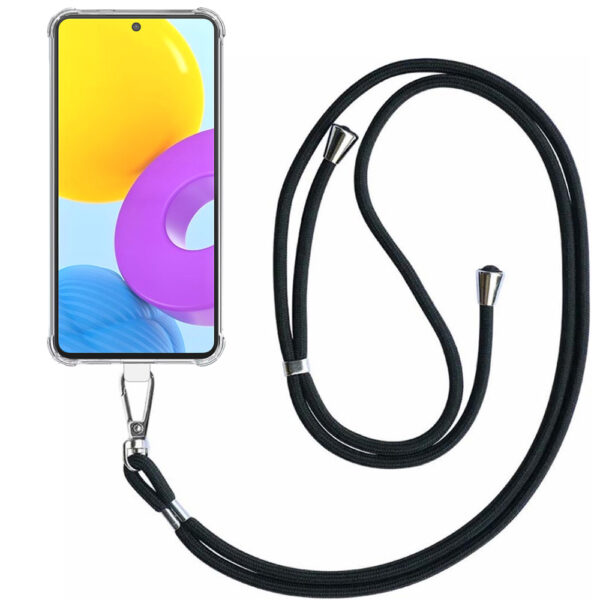 Samsung Galaxy M52 5G transparant hoesje met afneembaar koord en stootrand 1