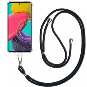 Samsung Galaxy M53 transparant hoesje met afneembaar koord en stootrand 1