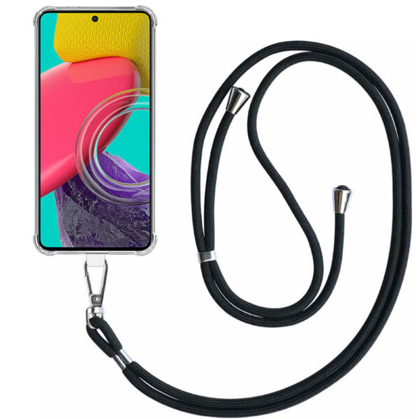 Samsung Galaxy M53 transparant hoesje met afneembaar koord en stootrand 1