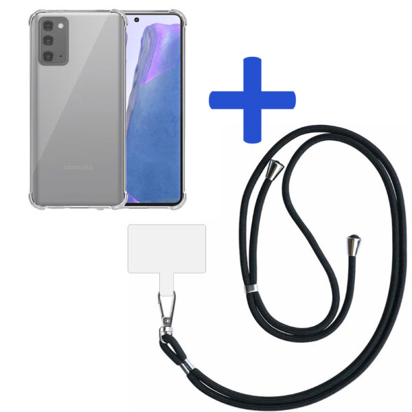 Samsung Galaxy Note 20 transparant hoesje met afneembaar koord en stootrand 2