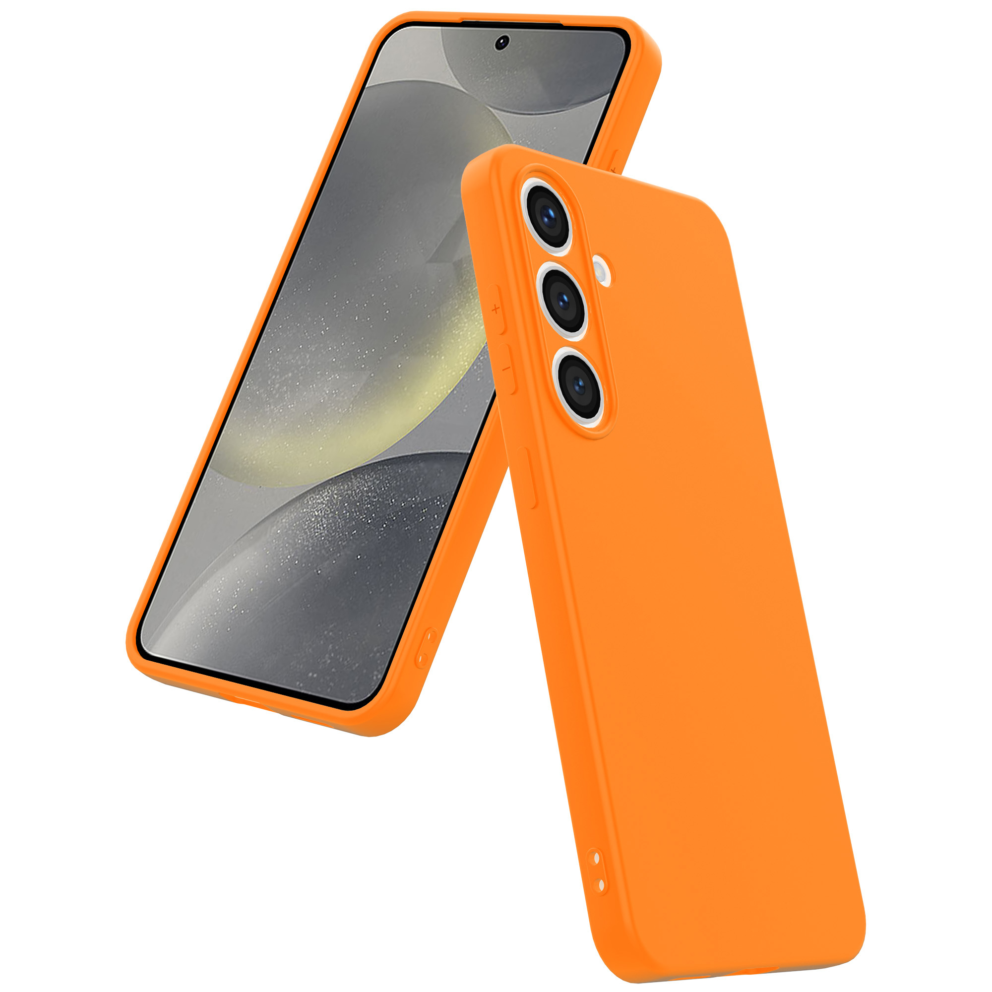 Samsung Galaxy S24 Plus siliconen telefoonhoesje met zachte binnenkant oranje (4)
