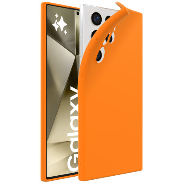 Samsung Galaxy S24 Ultra siliconen telefoonhoesje met zachte binnenkant oranje (1)