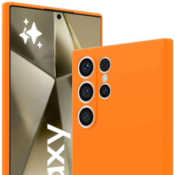 Samsung Galaxy S24 Ultra siliconen telefoonhoesje met zachte binnenkant oranje (2)