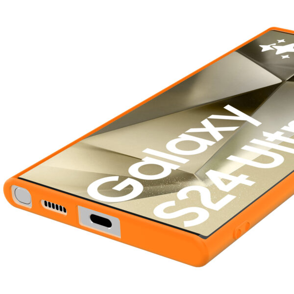 Samsung Galaxy S24 Ultra siliconen telefoonhoesje met zachte binnenkant oranje (3)