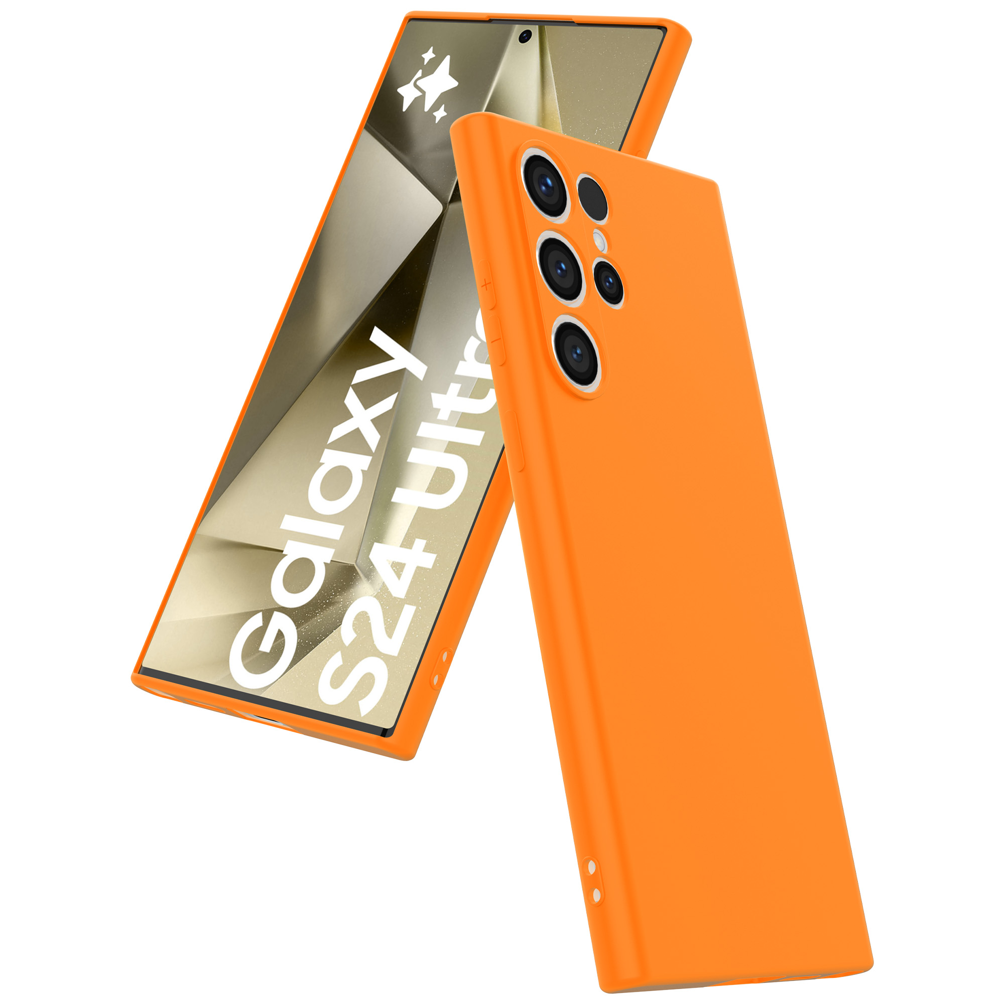 Samsung Galaxy S24 Ultra siliconen telefoonhoesje met zachte binnenkant oranje (4)