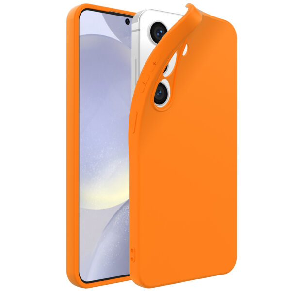 Samsung Galaxy S24 siliconen telefoonhoesje met zachte binnenkant oranje (1)
