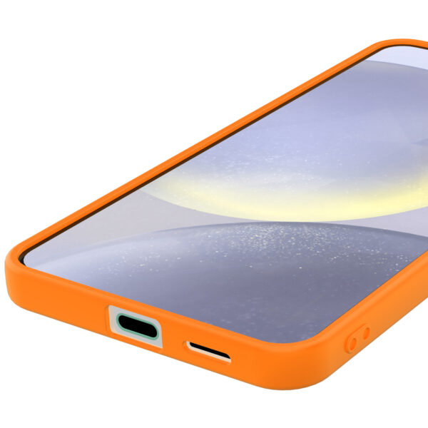 Samsung Galaxy S24 siliconen telefoonhoesje met zachte binnenkant oranje (3)
