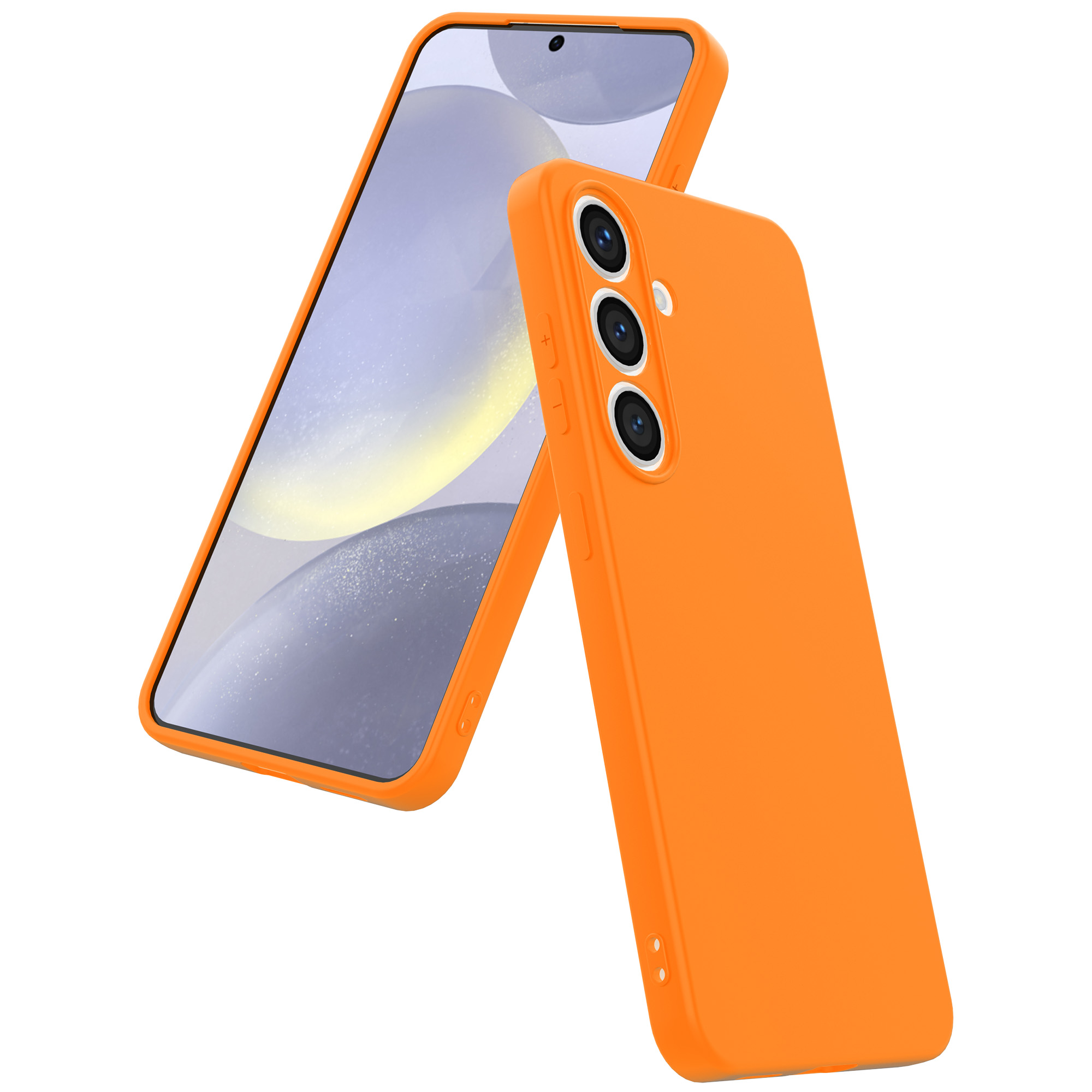 Samsung Galaxy S24 siliconen telefoonhoesje met zachte binnenkant oranje (4)