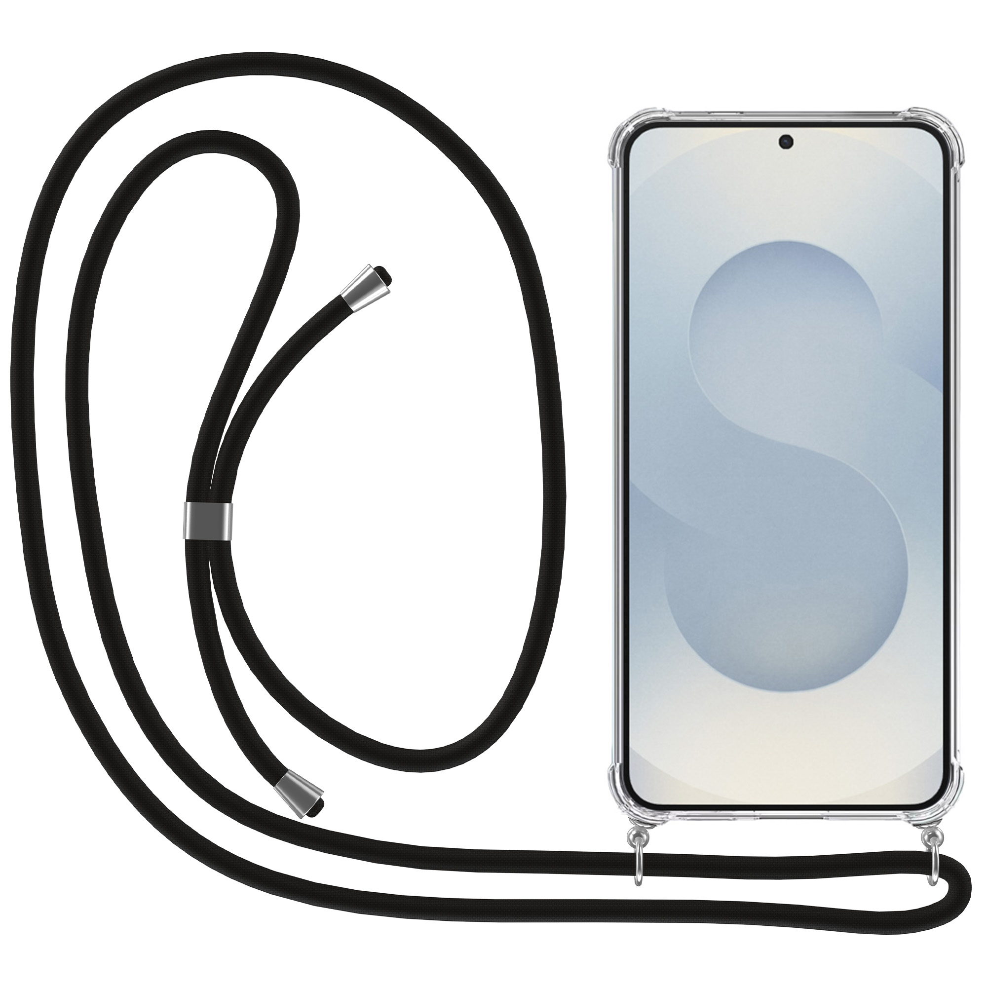 Samsung Galaxy S25 Plus transparant hoesje met koord en stootrand