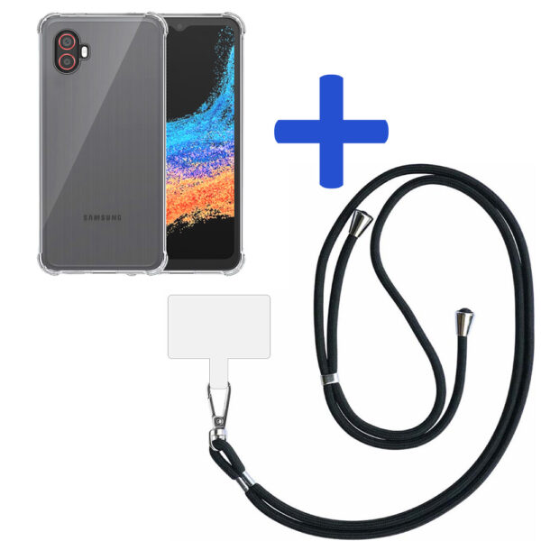 Samsung Galaxy Xcover 6 Pro transparant hoesje met afneembaar koord en stootrand 2