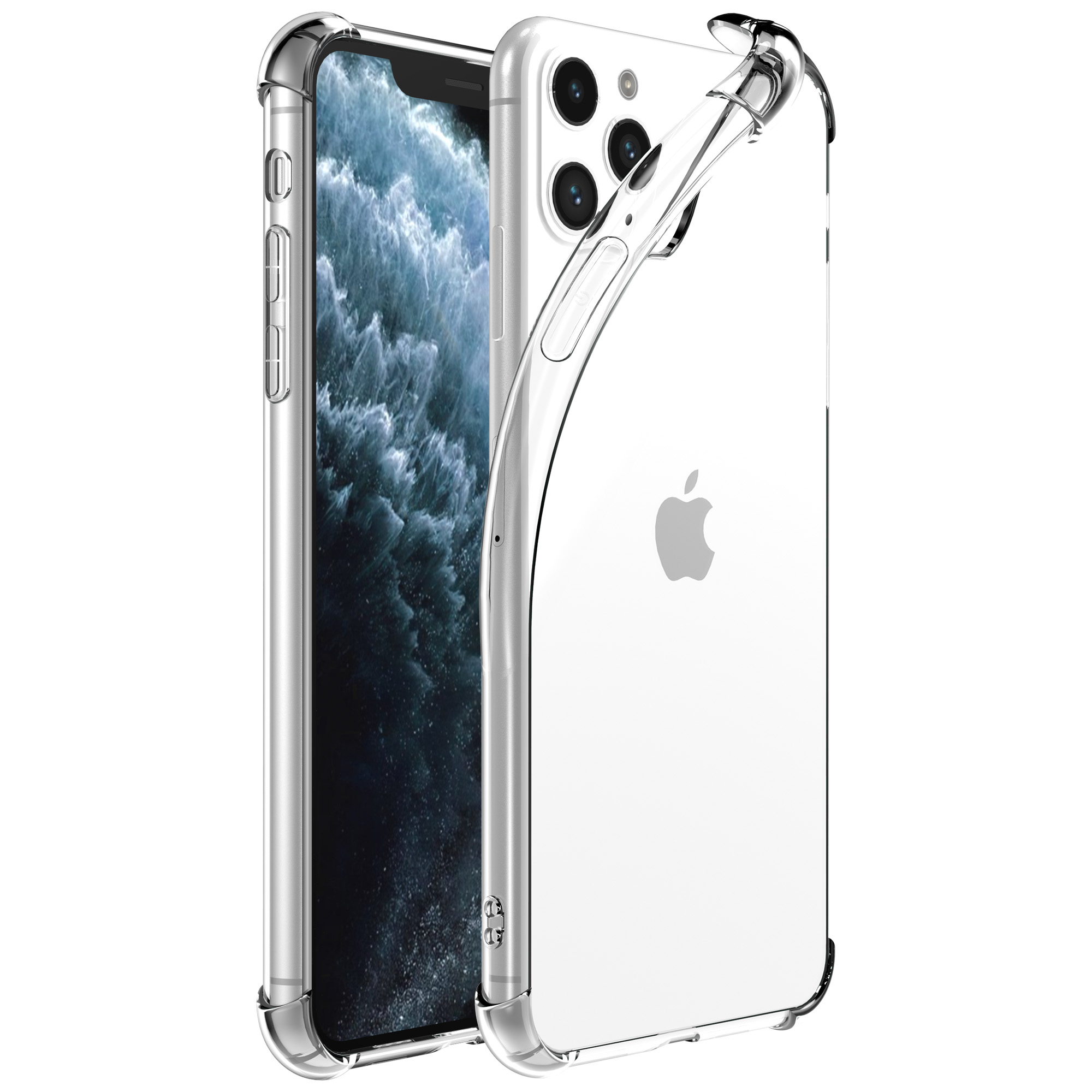 iPhone 11 Pro Max siliconen telefoonhoesje met stootrand transparant (1)