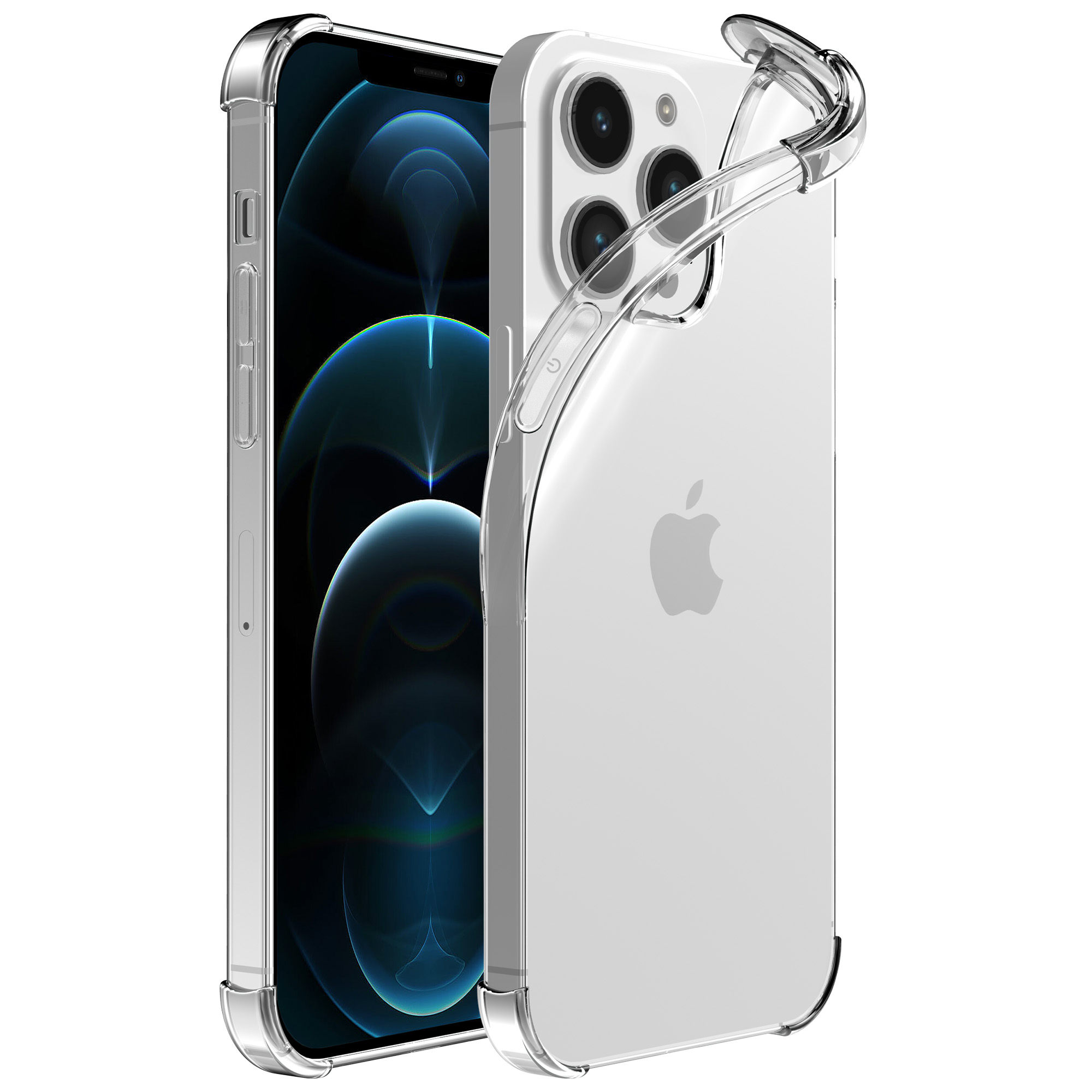iPhone 12 Pro siliconen telefoonhoesje met stootrand transparant (1)