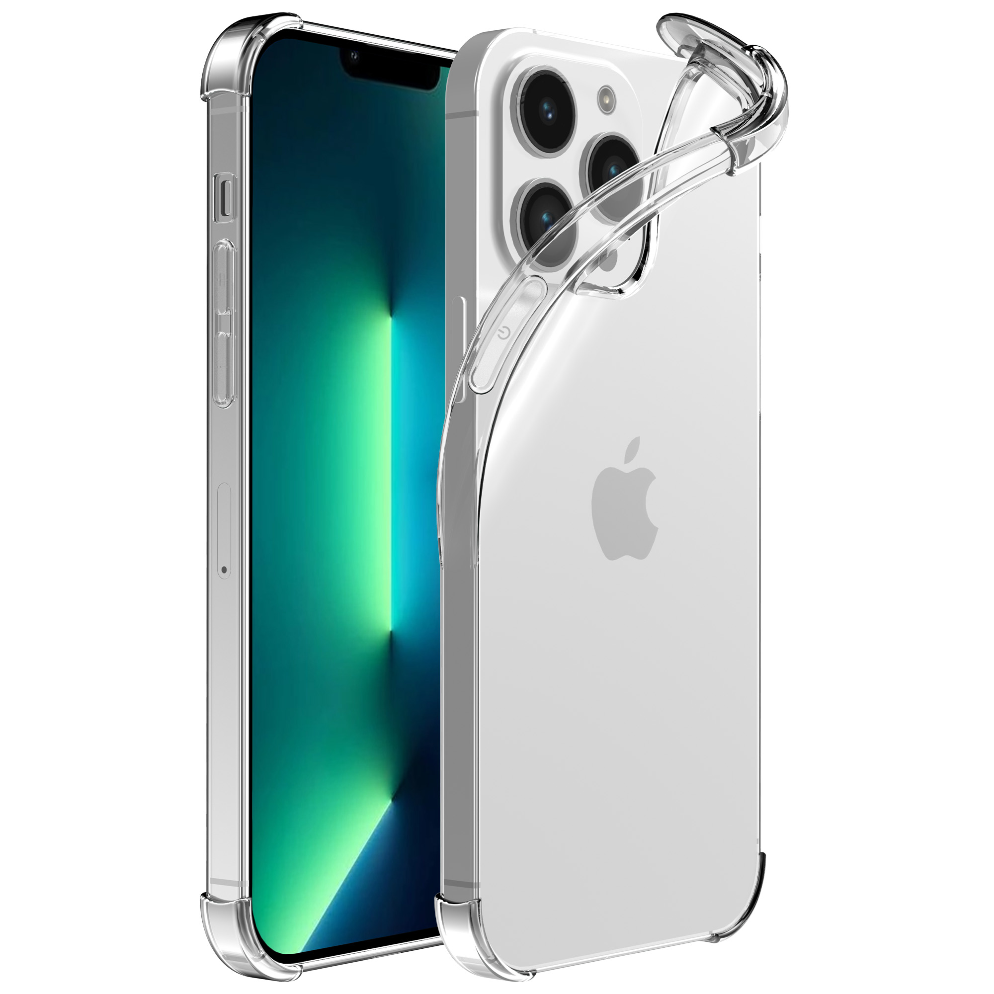 iPhone 13 Pro Max siliconen telefoonhoesje met stootrand transparant (1)