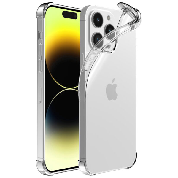 iPhone 14 Pro siliconen telefoonhoesje met stootrand transparant (1)