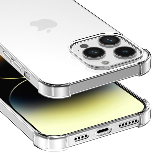 iPhone 14 Pro siliconen telefoonhoesje met stootrand transparant (4)