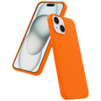 iPhone 15 Plus siliconen telefoonhoesje met zachte binnenkant oranje (4)