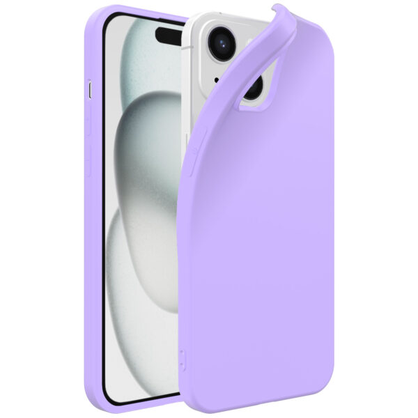 iPhone 15 Plus siliconen telefoonhoesje met zachte binnenkant paars (1)