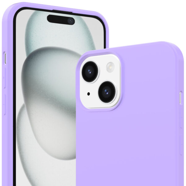 iPhone 15 Plus siliconen telefoonhoesje met zachte binnenkant paars (2)