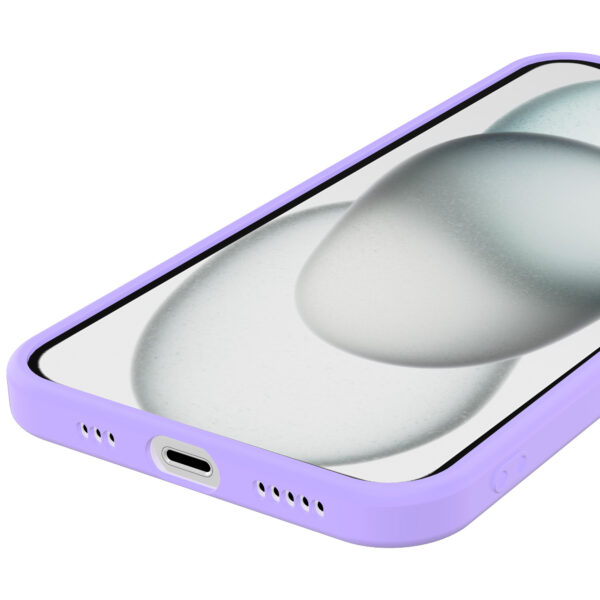 iPhone 15 Plus siliconen telefoonhoesje met zachte binnenkant paars (3)