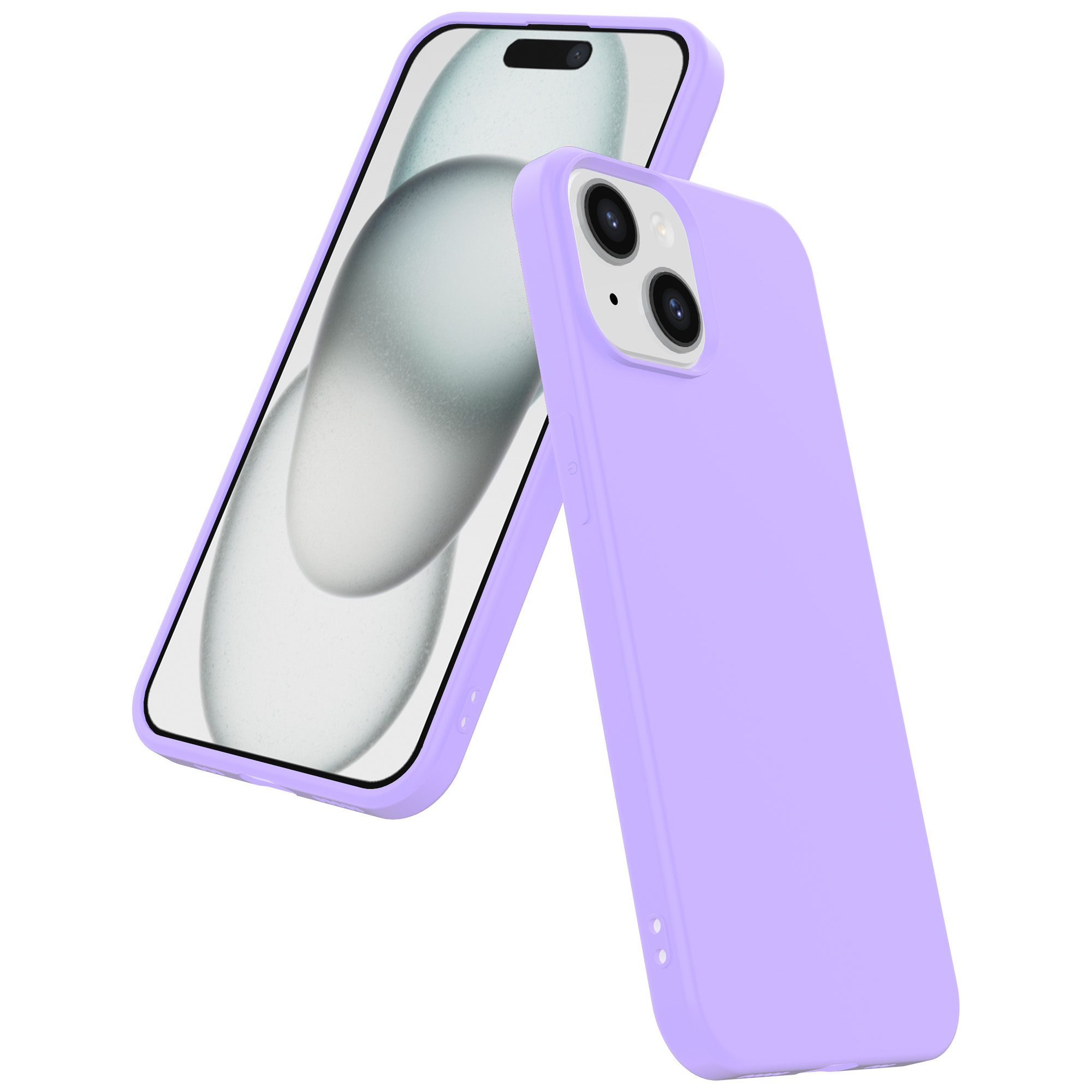 iPhone 15 Plus siliconen telefoonhoesje met zachte binnenkant paars (4)