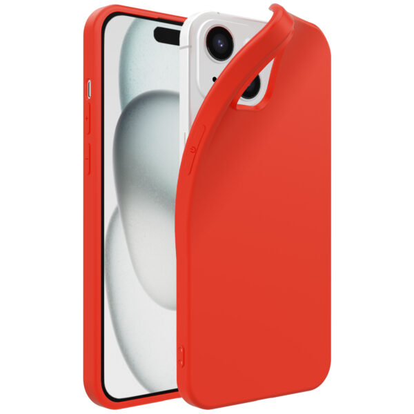 iPhone 15 Plus siliconen telefoonhoesje met zachte binnenkant rood (1)