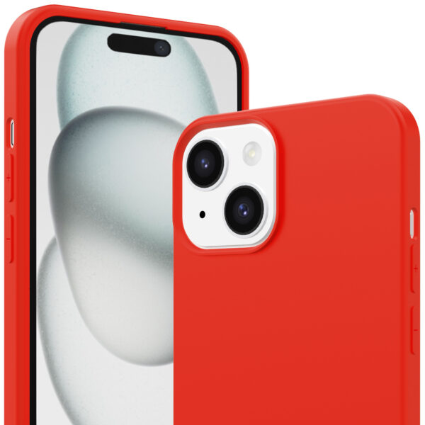 iPhone 15 Plus siliconen telefoonhoesje met zachte binnenkant rood (2)