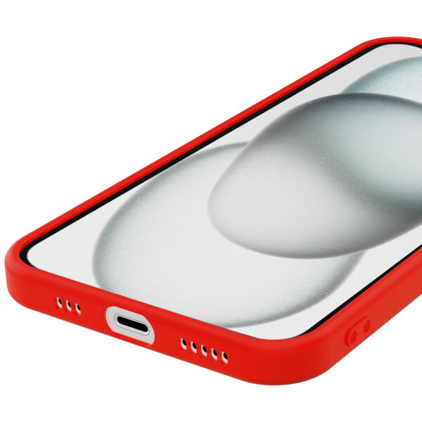 iPhone 15 Plus siliconen telefoonhoesje met zachte binnenkant rood (3)