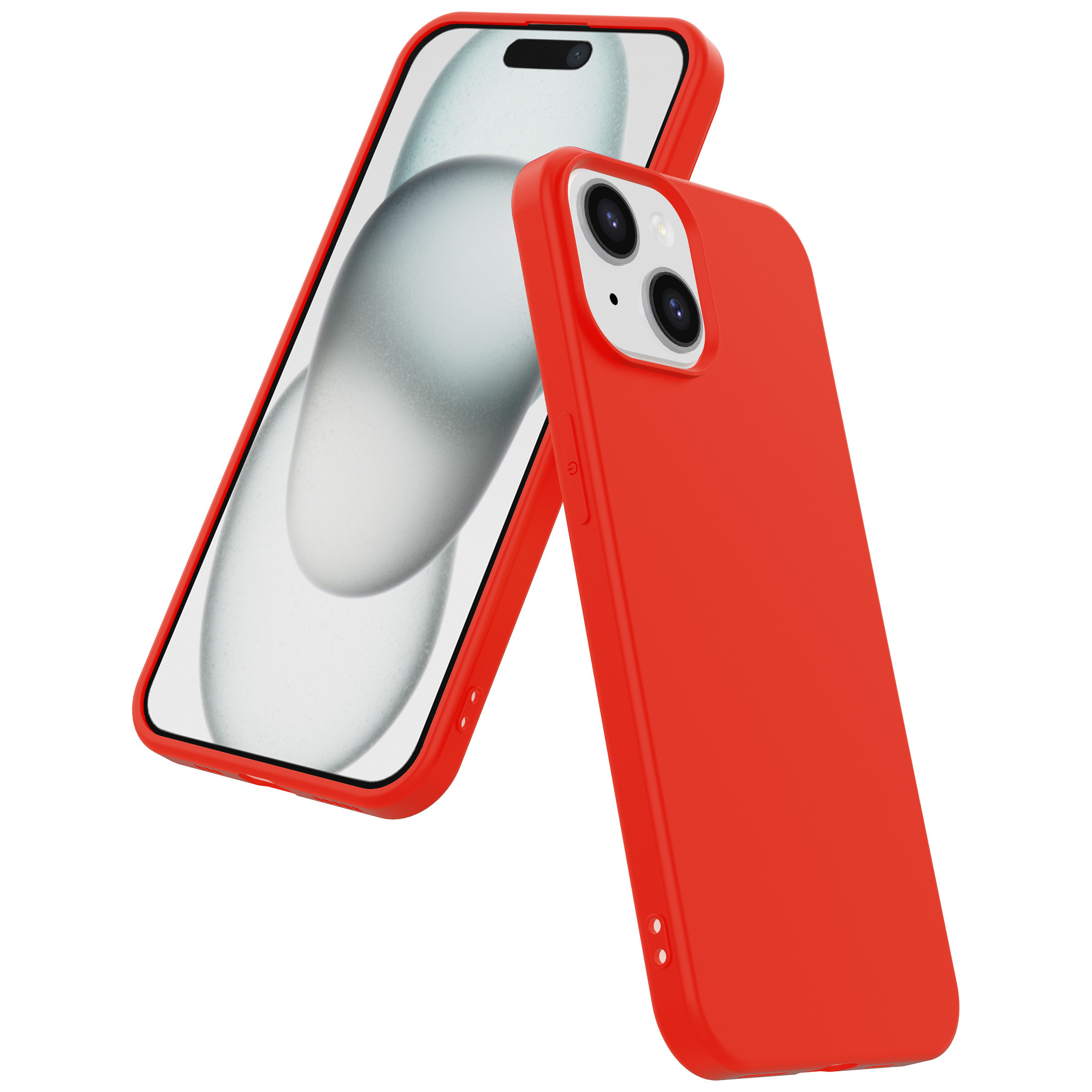 iPhone 15 Plus siliconen telefoonhoesje met zachte binnenkant rood (4)